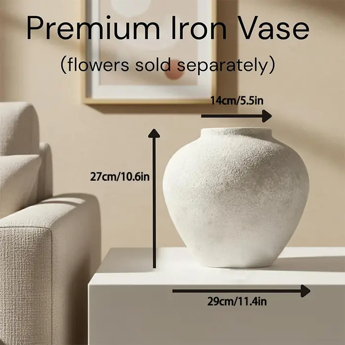 Grand vase rond en fer pour fleurs séchées