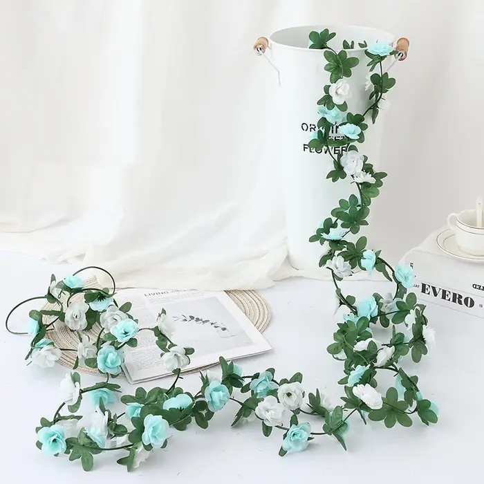 Guirlande de roses artificielles de 2,5 m pour mariage, décoration de la maison, fête, arche, fond d