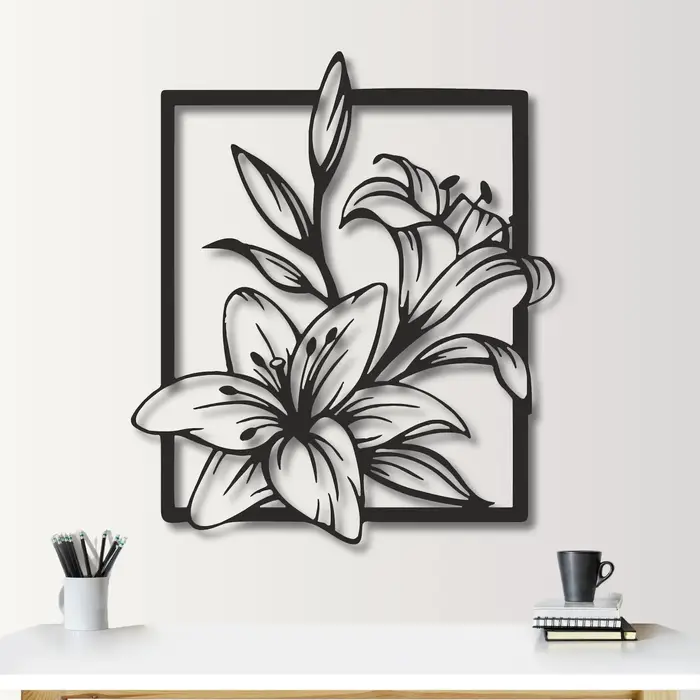 Décoration murale en métal en forme de fleur de lys