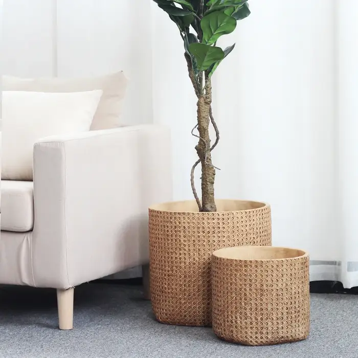 Grand Pot de fleur d'intérieur en Faux ciment tissé