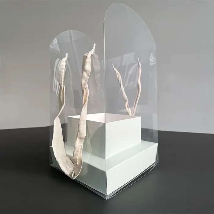 Nouvelle boîte d'emballage pour fleurs roses, étanche, transparente, pour arrangements floraux, boît