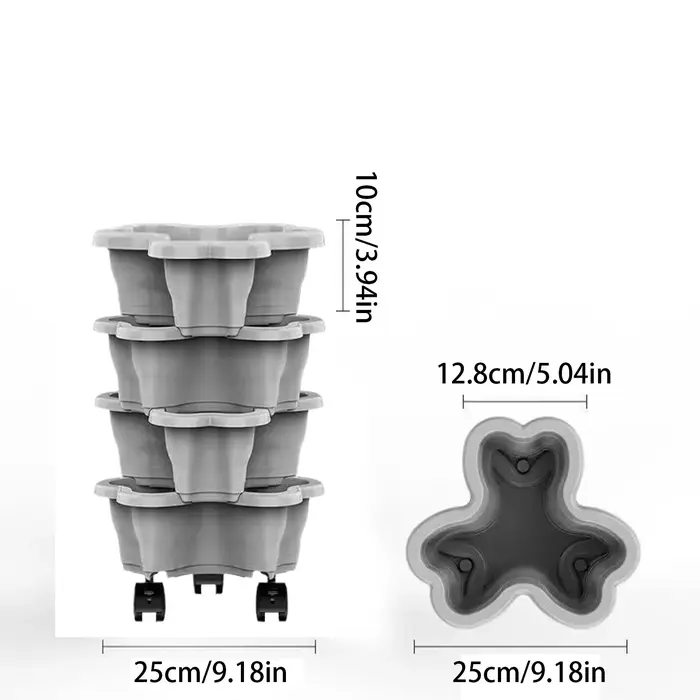 Jardinière verticale à 6 niveaux avec roulettes, pot de fleurs en plastique résistant aux intempérie