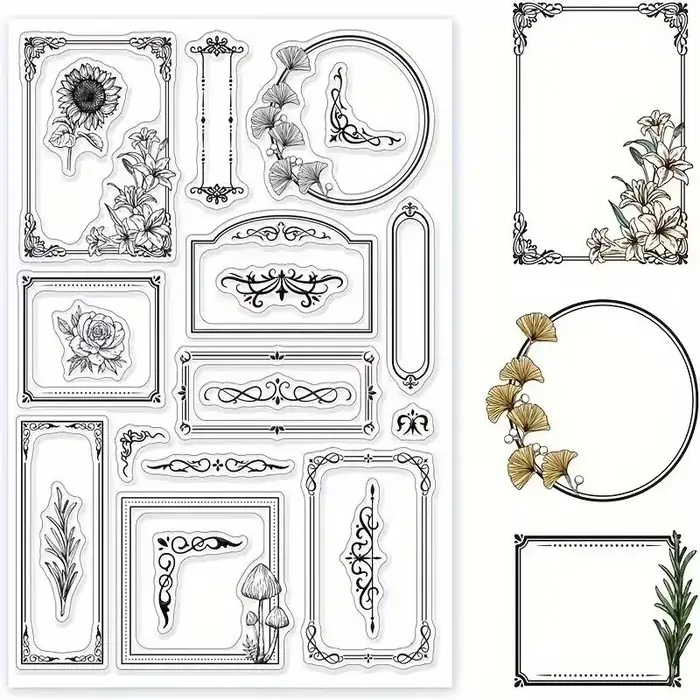 Tampon Transparent à Cadre Floral pour Carte de Scrapbooking, Accessoire de Bricolage, C130