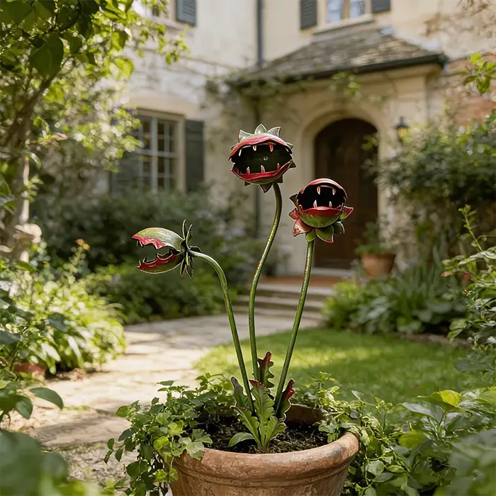 Piquet de jardin en métal pour plantes carnivores