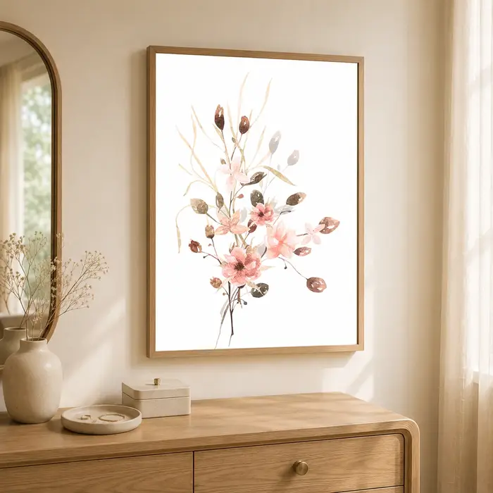 Art mural aux motifs de plantes et de fleurs