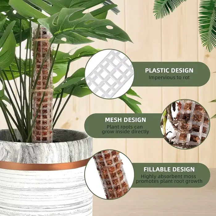 Bâton d'escalade pour plantes, support de plante, cadre en treillis, colonne de mousse de sphaigne d