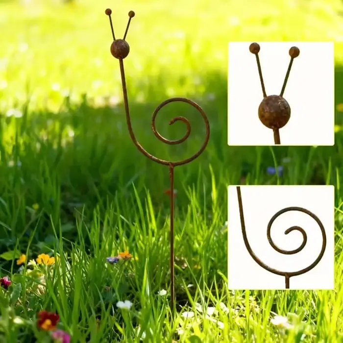 Support de plante en métal rustique en forme d'escargot