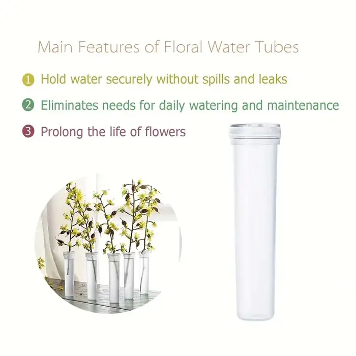 Tubes d'eau de fleurs en plastique de 2.8 pouces