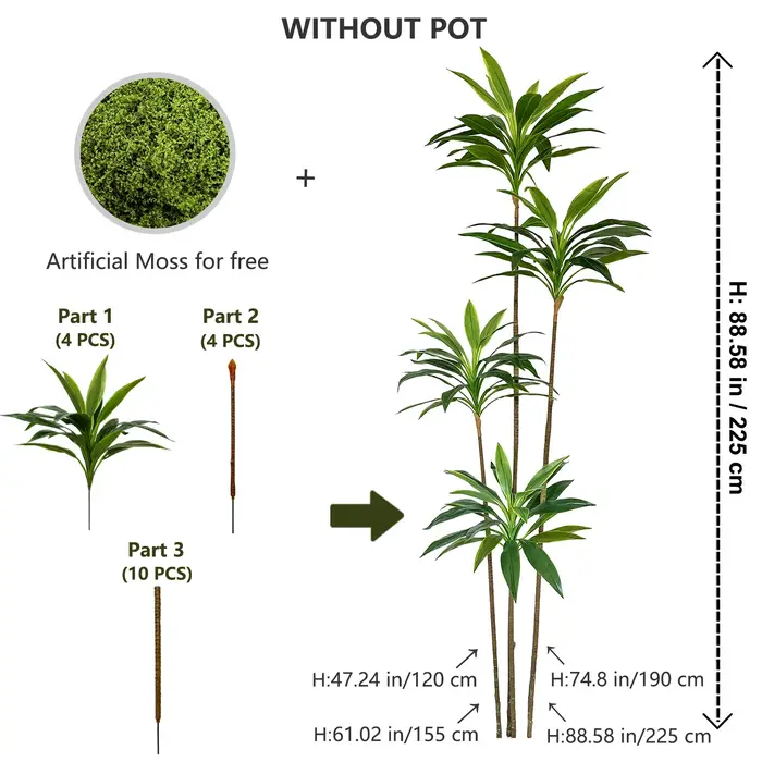 Plante Dracaena verte artificielle 50-225CM