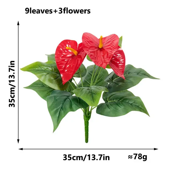 Artificial Flower Anthurium Handmade Flower Wedding Arrangement Indoor Desktop Decoration Green Plan