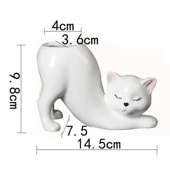Pot de fleurs en céramique en forme de chaton