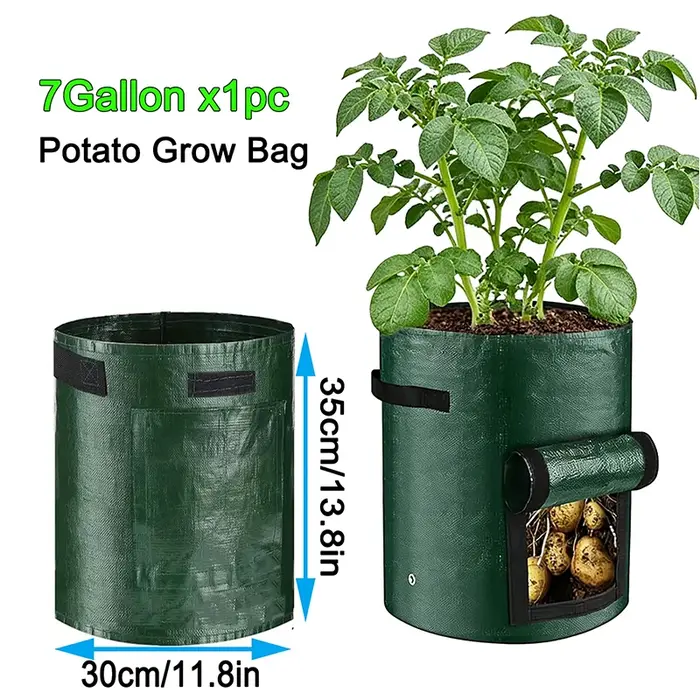 Sac de culture rond en PE vert foncé respirant pour plantes, pot de fleurs, seau de plantation de lé
