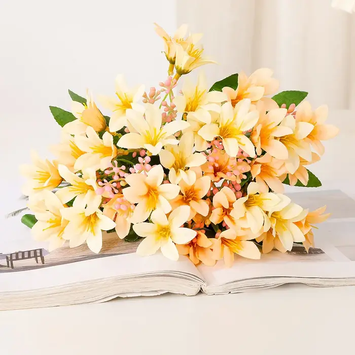 Bouquet de 18 lys calla artificiels en soie pour décoration de table de mariage
