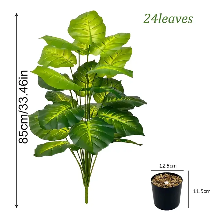 24 feuilles Areca palmier plantes artificielles arbres en Pot plastique vert fausse plante arbre bonsaï pour chambre maison intérieur extérieur décoration