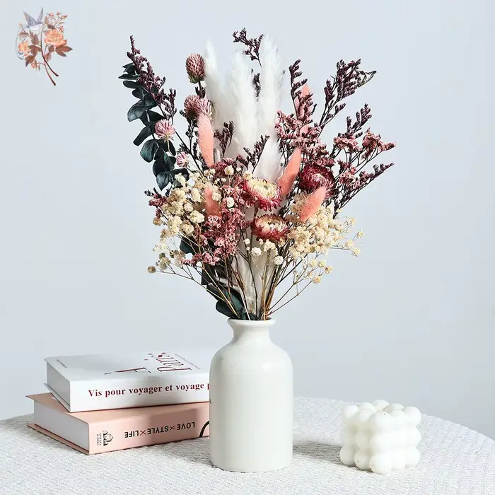 Nature sec Helichrysum Bracteatum Eucalyptus Bouquet de fleurs colorées Boho Chic centres de table pour mariage Pampas herbe décor à la maison