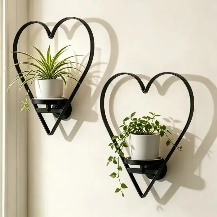 Support mural en forme de cœur pour plantes