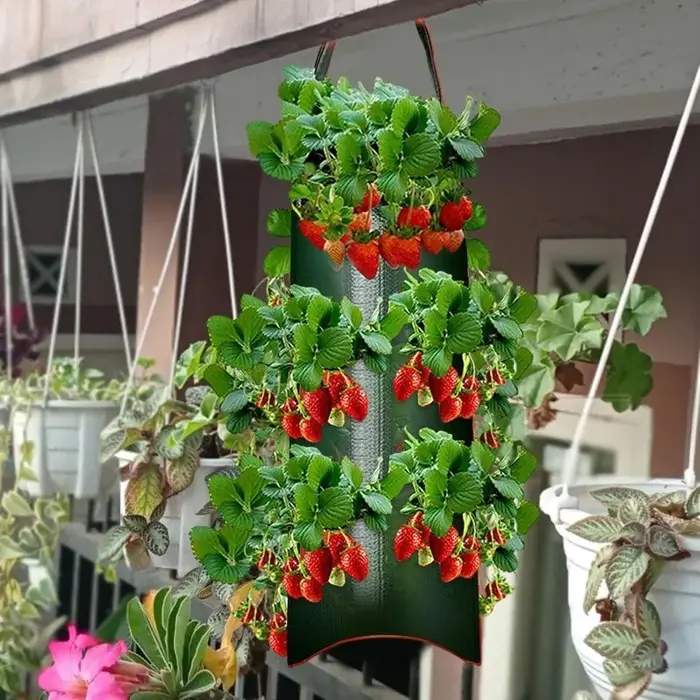 Sac de plantation de fraises suspendu, sac de culture de jardin PE dégradable, jardinière de fleurs et de légumes, décoration intérieure et extérieure, fournitures de jardin