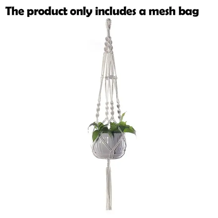 Support mural en macramé fait main pour plantes suspendues