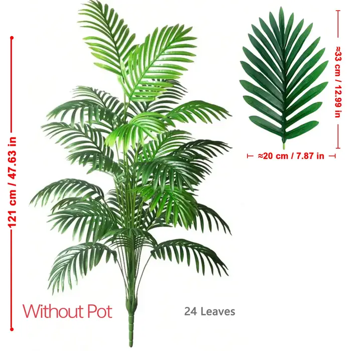 1PC Palmier Areca artificiel à 24 feuilles, plantes vertes réalistes, arbres artificiels adaptés à la décoration de chambre, de salon et d'extérieur