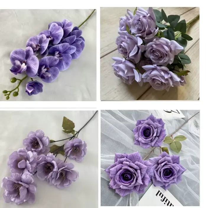 Décor de mariage Rose violet fleur artificielle pivoine orchidée rangée guide routier