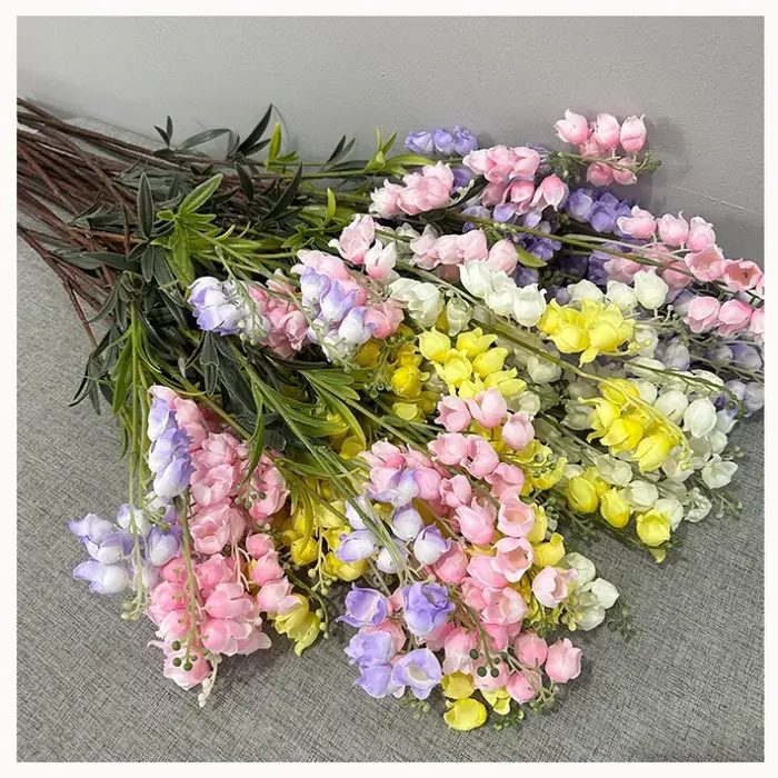 10 pièces de fleurs artificielles en plastique en forme de cloches de Canterbury pour la décoration de café et d'hôtel, fleurs artificielles de simulation