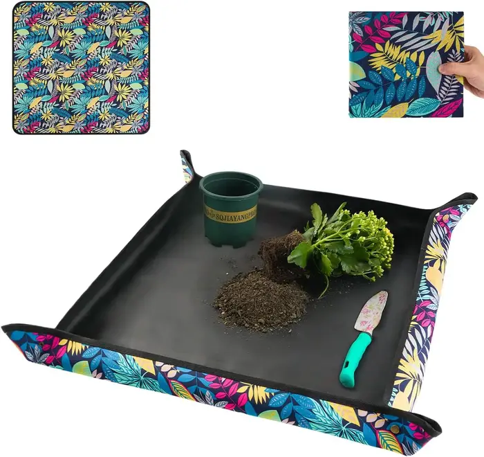 Tapis de repotage pliable imperméable en PE 50cm*50cm pour plantes