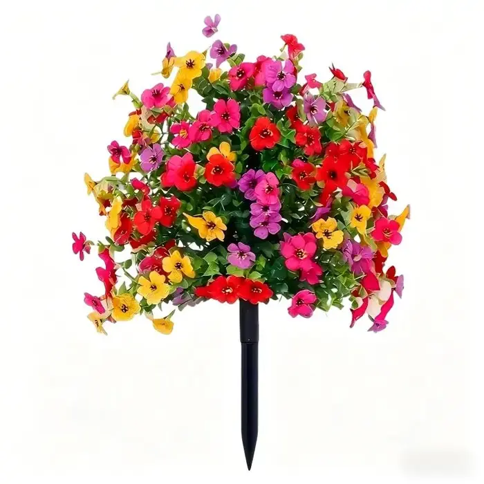 【H】Fleur artificielle, pétoniennes artificielles avec piquet de fixation au sol