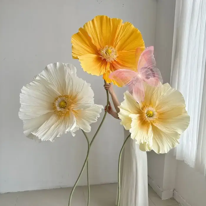 Ensemble de 3 fleurs de sol de Simulation de pavot