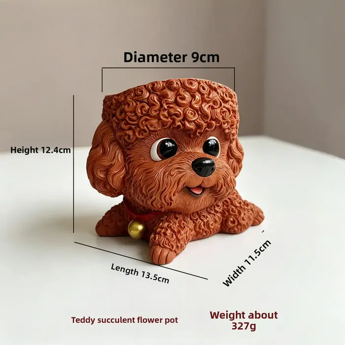 Pot de fleurs en résine en forme de chien Pug