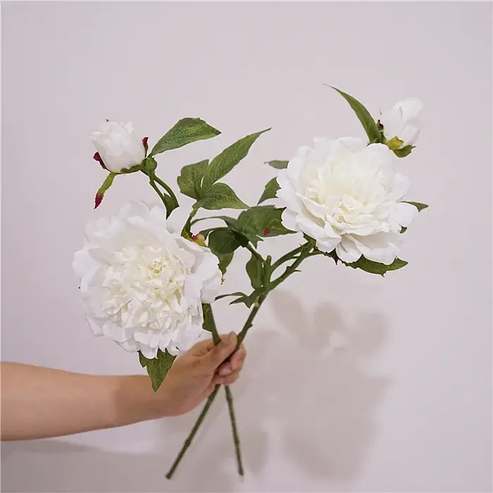 2 têtes de fleurs artificielles pivoine hydratante vraie touche fausses
