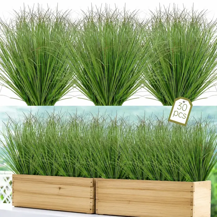 30 Pièces de Plantes Artificielles Vert Foncé à Pointes Rouges de 50 cm