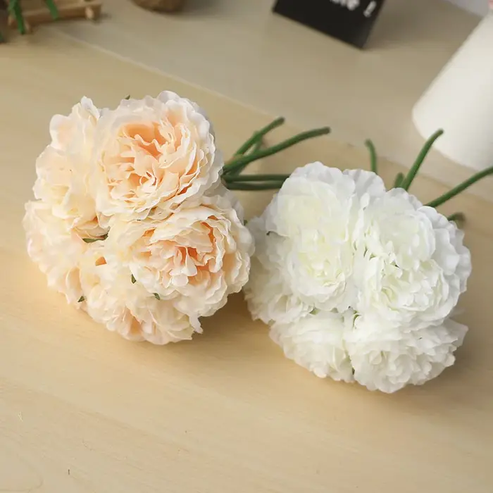 5 têtes/bouquet pivoine fleurs artificielles décor à la maison soie fausse fleur pivoines