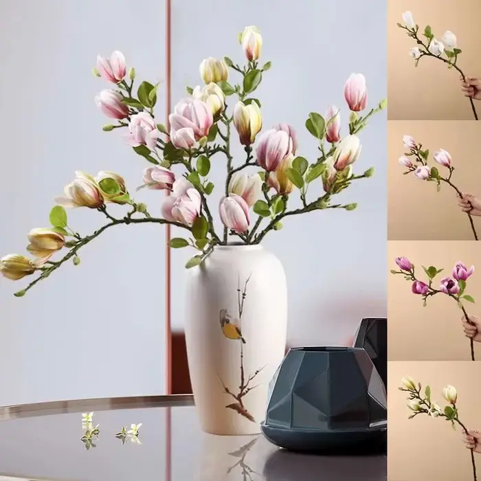 Uflower 67cm soie Magnolia branche fleurs artificielles maison jardin hôtel Table Vase décor bricolage Photo