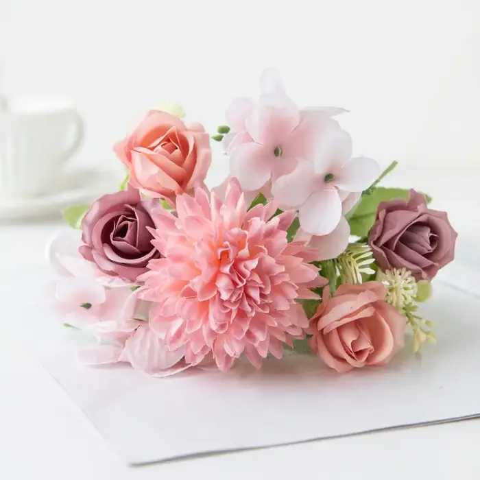 Fleur artificielle soie Rose maison Vase Table Bonsaï Festival de poche Floweer jardin mariage marié