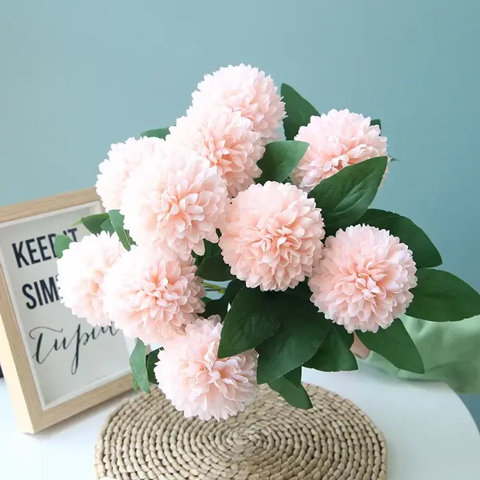 Simulation d'aloès vert fleurs soie 10 têtes boule chrysanthème Bouquet Auditorium décoration plantes