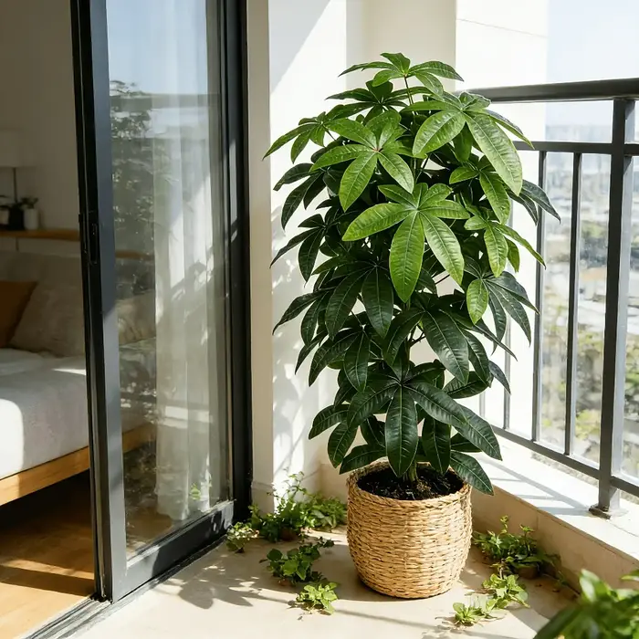 Un arbre à monnaie artificiel Pachira Aquatica avec ses caractéristiques scientifiques d'arbre