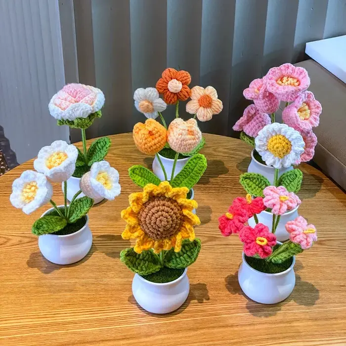 Bouquet de fleurs au Crochet faites à la main
