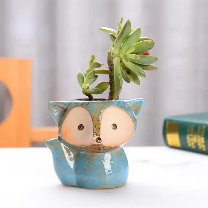 Pot de plantes en forme de renard en céramique, Micro Mini plantes succulentes en Pot, petits Pots d