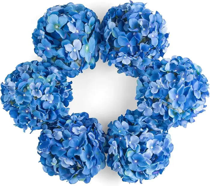 Lot de 6 têtes de fleurs d'hortensia en soie de 8.7 pouces