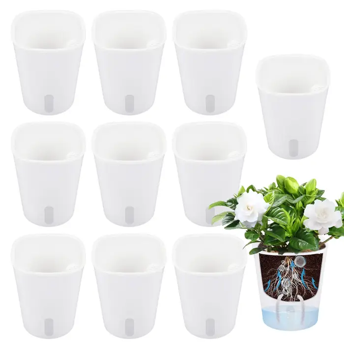 Lot de 10 pots de fleurs auto-arrosants