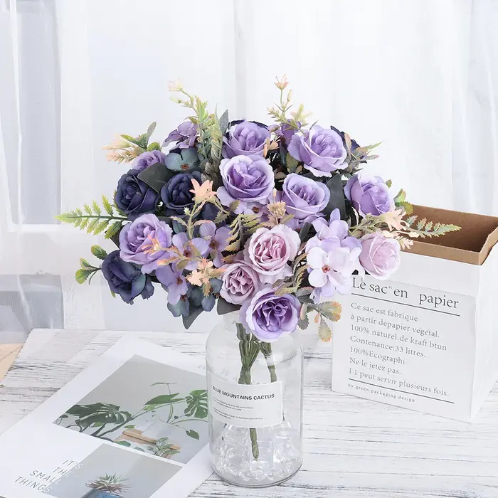 Beaux Roses artificielles hortensia en soie