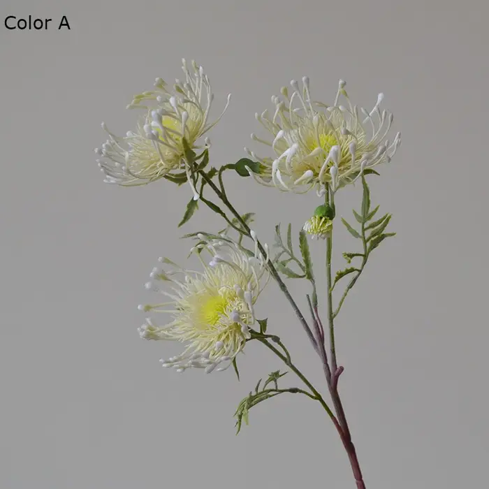 Fleurs artificielles de Leucospermum floquées pour la décoration de mariage flores artificiales faus