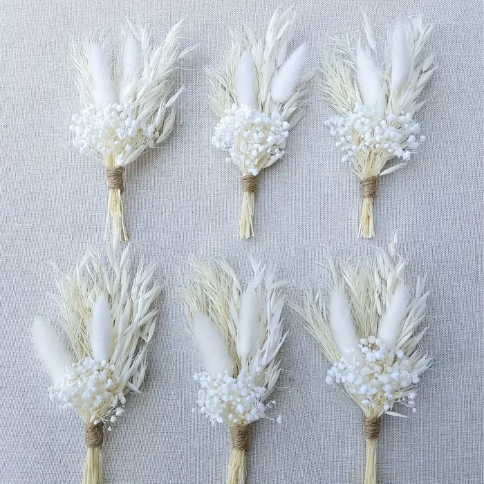 6 paquets de petites fleurs séchées faites à la main, Bouquets de souffle de bébé, Corsages de maria