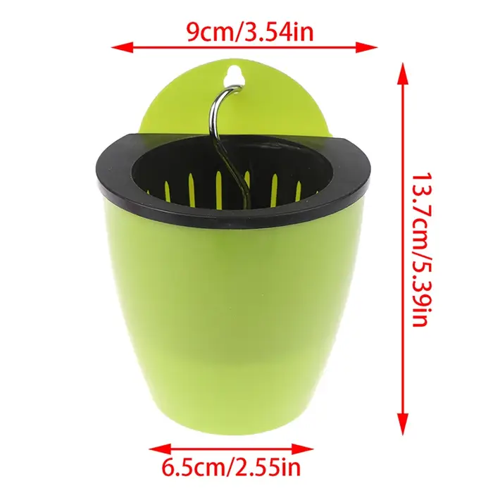 Pot de fleur en plastique automatique durable avec crochet