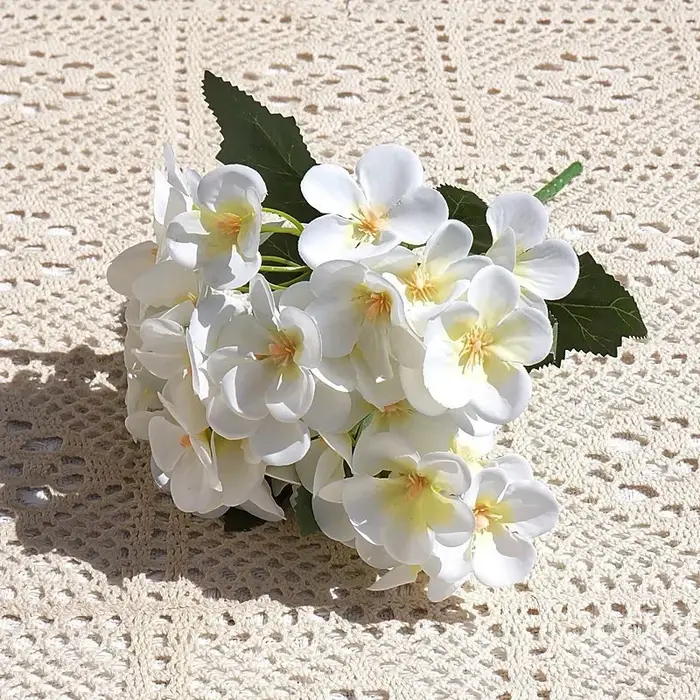 Lot de 6 fleurs artificielles de bégonia à 5 branches, fausse plante pour décoration de maison, mari