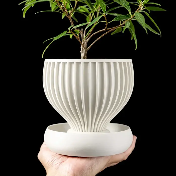 Pot à plantes moderne et minimaliste imprimé en 3D - Pot à fleurs biodégradable pour la décoration de la maison