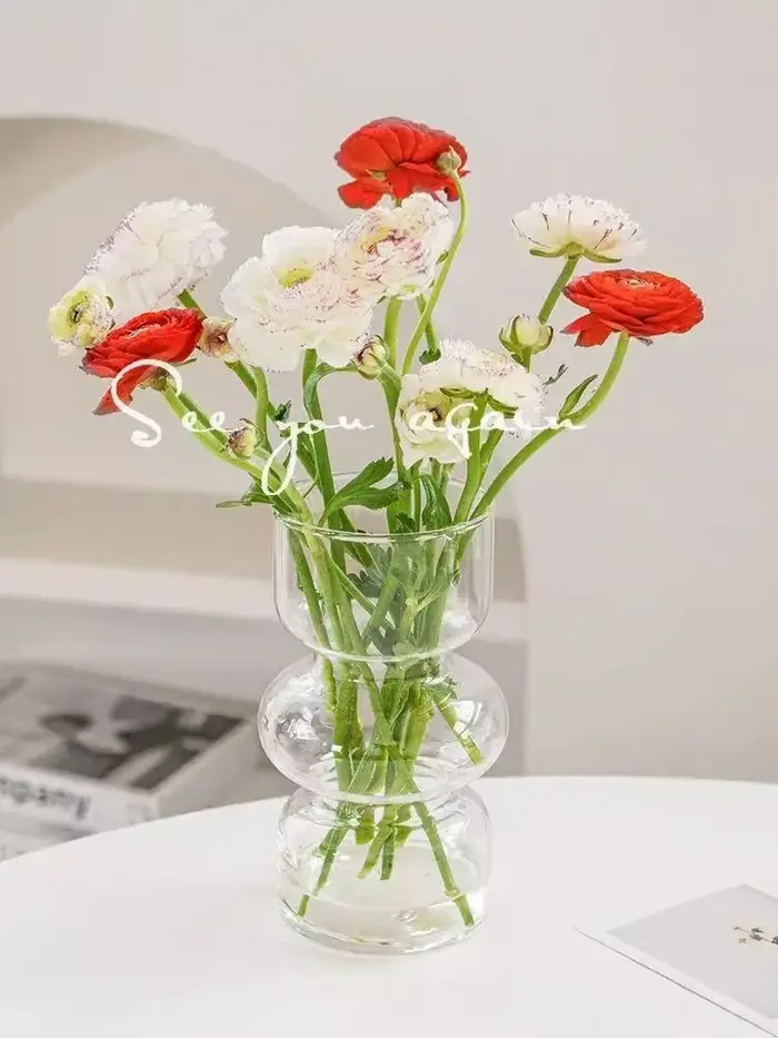 Vase en verre rétro français, style INS, élégant porte-fleurs, ornement vintage pour salon, entrée, 