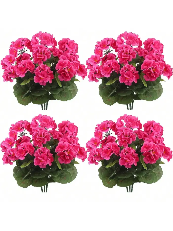 1/2/4 pièces fleurs artificielles réalistes avec feuillage vert intérieur extérieur jardin porche Pa