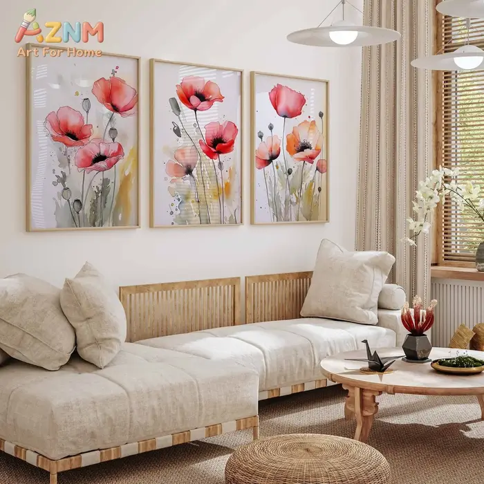 Ensemble de 3 impressions florales aquarelle, art mural de fleurs sauvages, affiche botanique abstraite, illustration florale