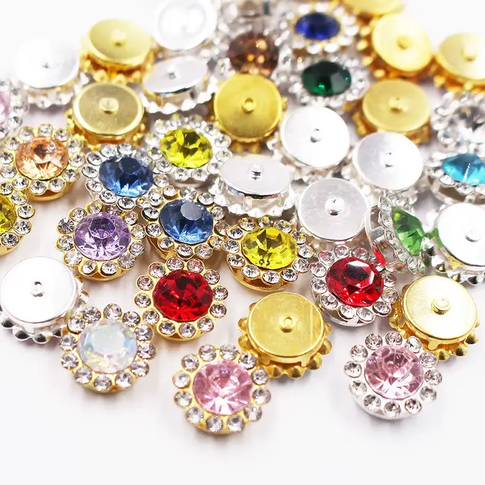 30 pièces-100 pièces or fleur griffe strass paillettes cristaux garniture pierres perles vêtement artisanat coudre